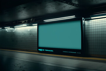 Subway outdoor mockup at night. generative ai