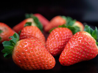 Delicious organic red strawberries. Conception for good food