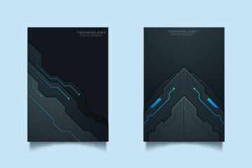 Naklejka premium Vector template for brochure or cover with hi-tech elements background