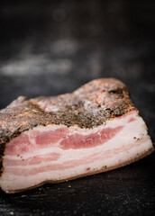 A piece of homemade pork lard on the table. 