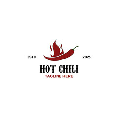 Vector vintage retro hot spicy restaurant logo design. With smoke, fire, and chili icon