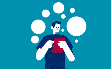 Person looking at sequence of tasks in plan. Entrepreneur and strategy steps