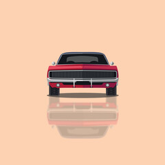 Sportive car vector Ilustration flat solid front view