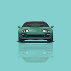 Sportive car vector Ilustration flat solid front view