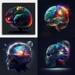 human brain with space illustration