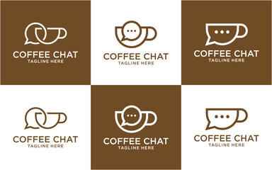 design logo chat with coffee modern simple template
