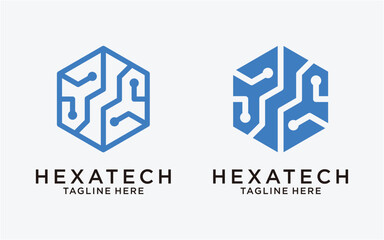 logo technology with hexagon modern template