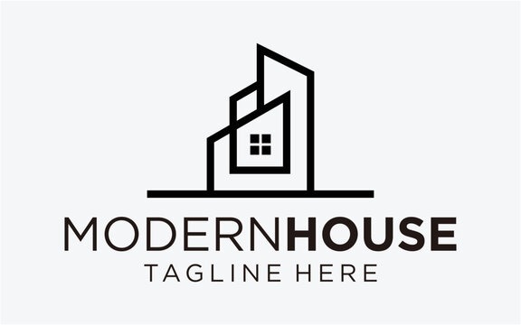 logo design modern house line abstract