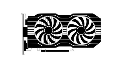 The best VGA Card icon. Dual fan computer gaming graphic card vector illustration in simple black flat icon. Editable graphic resources for many purposes.