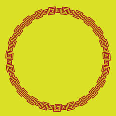 Ornamen circle with red maroon and background yellow