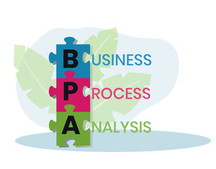 BPA - Business Process Analysis acronym. business concept background. vector illustration concept with keywords and icons. lettering illustration with icons for web banner, flyer, landing page