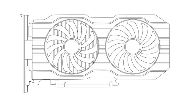 black and white graphics card with fans clip art preview