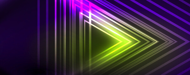 Neon glowing techno lines, hi-tech futuristic abstract background template. Vector illustration for wallpaper, banner, background, leaflet, catalog, cover, flyer