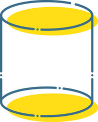 	破線で描かれたシンプルな青い線と黄色の円柱イラスト