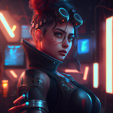Cyberpunk girl - Generative A.I