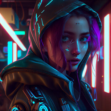 Cyberpunk girl - Generative A.I