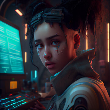 Cyberpunk girl - Generative A.I