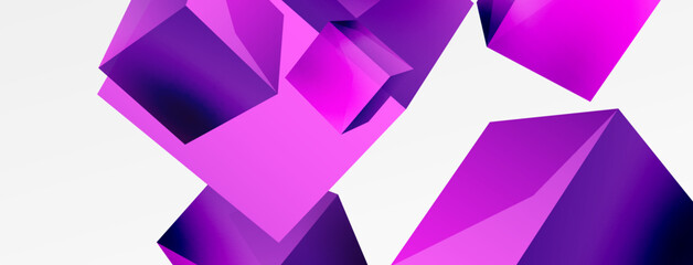 Fototapeta premium 3d vector abstract background. Flying cubes composition. Trendy techno business template for wallpaper, banner, background or landing