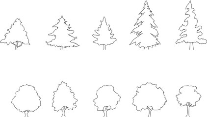 set of christmas trees