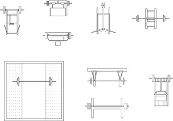 set of sketch vector illustration design of squat tracks gym equipment
