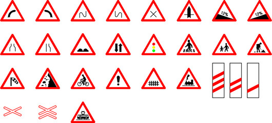set of sketch vector illustration of traffic sign icon design