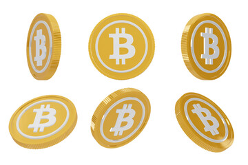 Bitcoin 3D render. Illustration png format.