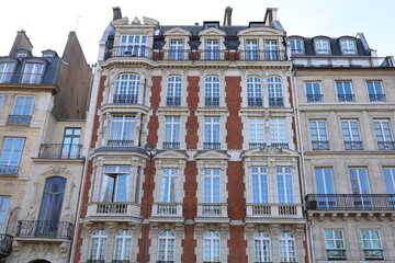 Fototapeta na wymiar typical french parisian architecture , Haussmannian bulding facades , luxury real estate property