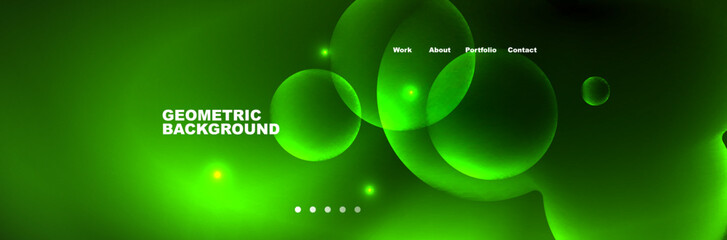 Shiny neon circles and bubbles, dark abstract background with blurred magic neon light, wallpaper design