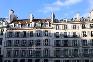 Fototapeta na wymiar typical french parisian architecture , Haussmannian bulding facades , luxury real estate property
