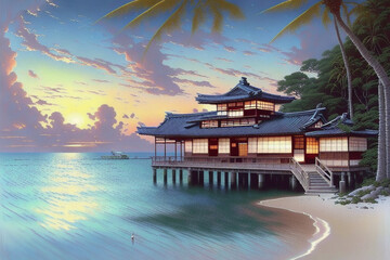 Obraz premium The peace full beach under sky