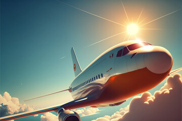 Fototapeta na wymiar Illustrating the Skies: The Art of Airplanes (AI Generated)