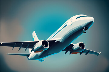 Fototapeta na wymiar Illustrating the Skies: The Art of Airplanes (AI Generated)
