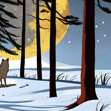 A wolf howling at the full moon in a snowy forest1, Generative AI
