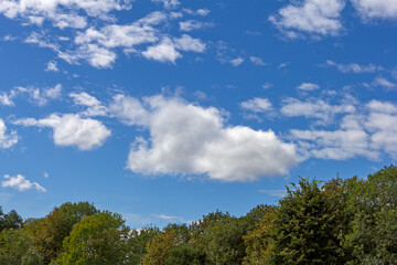 panorama of the sky and clouds on a sunny day, the natural state of the weather.
