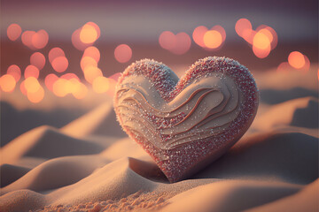 Colorful Valentines Background with Hearts and Love, Romantic, Bokeh, Sand, Glitter, Sprinkles, Space for Copy, Text, Suitable for Social Media Banner, Wallpaper, Generative AI