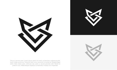 Abstract fox logo line design vector