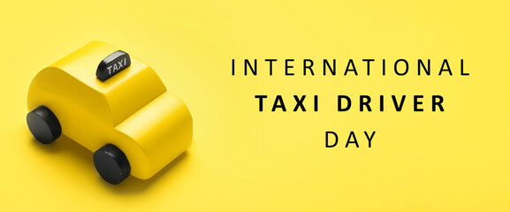 Banner for International Taxi Driver Day with toy car