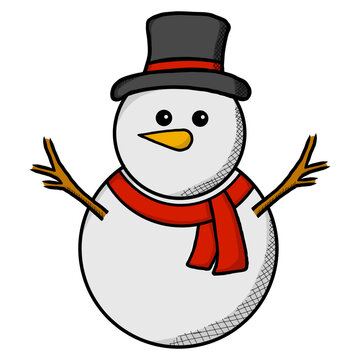snowman with hat cartoon