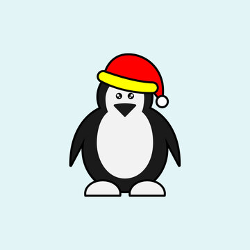 Cute Christmas Penguin cartoon. vector illustration