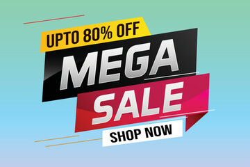 mega sale word concept vector illustration with lines and 3d style, landing page, template, ui, web, mobile app, poster, banner, flyer, background, gift card, coupon, label, wallpaper	