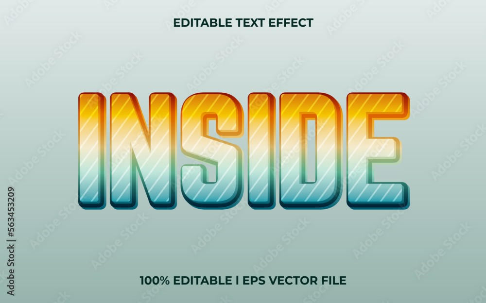 Poster inside editable text effect, lettering typography font style, trendy 3d text for tittle
