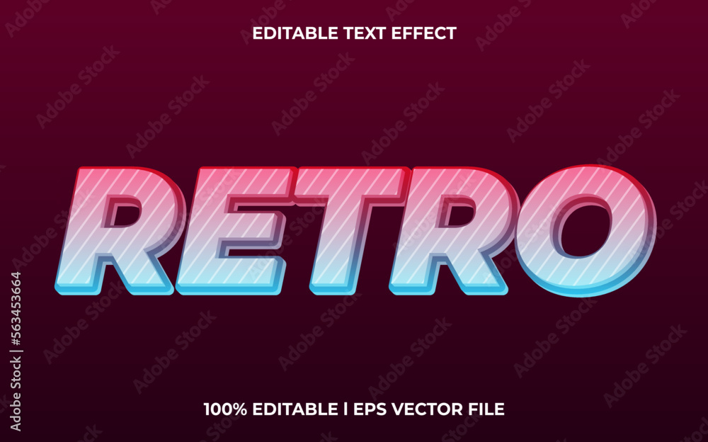 Poster retro editable text effect, lettering typography font style, trendy 3d text for tittle