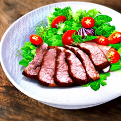 Salat mit Rindfleischstreifen