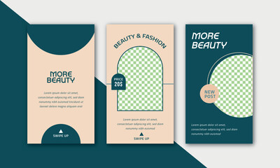 Stories template set for fashion sale, Jewellery & Beauty product promotion, and Social media story mockup.