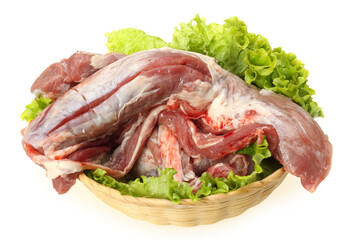  fresh raw meat on white background.