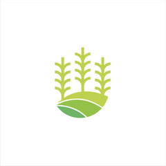 Agriculture logo design, agronomy, wheat farm, rural country farming field, natural harvest vector.