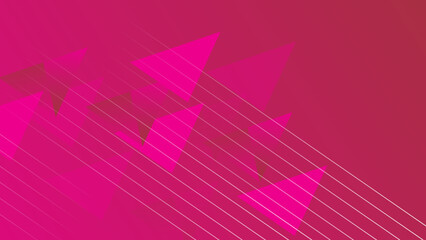 Vector illustration of abstract background with white lines and pink triangle geometric shapes.