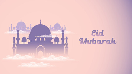 Eid Mubarak crescent greetings background illustration.
