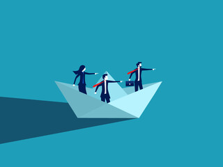 Group of business people pointing in the same direction. unity of business enterprises. business challenge vector