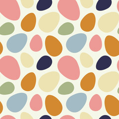 Fototapeta na wymiar Seamless pattern with colored eggs silhouette on light background.